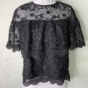 Barneys New York Black Lace Crop Top
